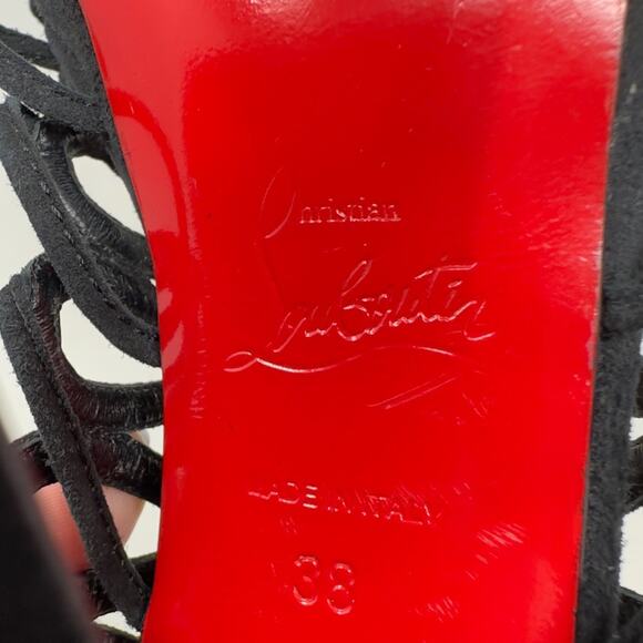 Christian Louboutin Salsbourg 120 Platform Suede Black Sandals Heels EU 38 US 8 - Picture 13 of 13